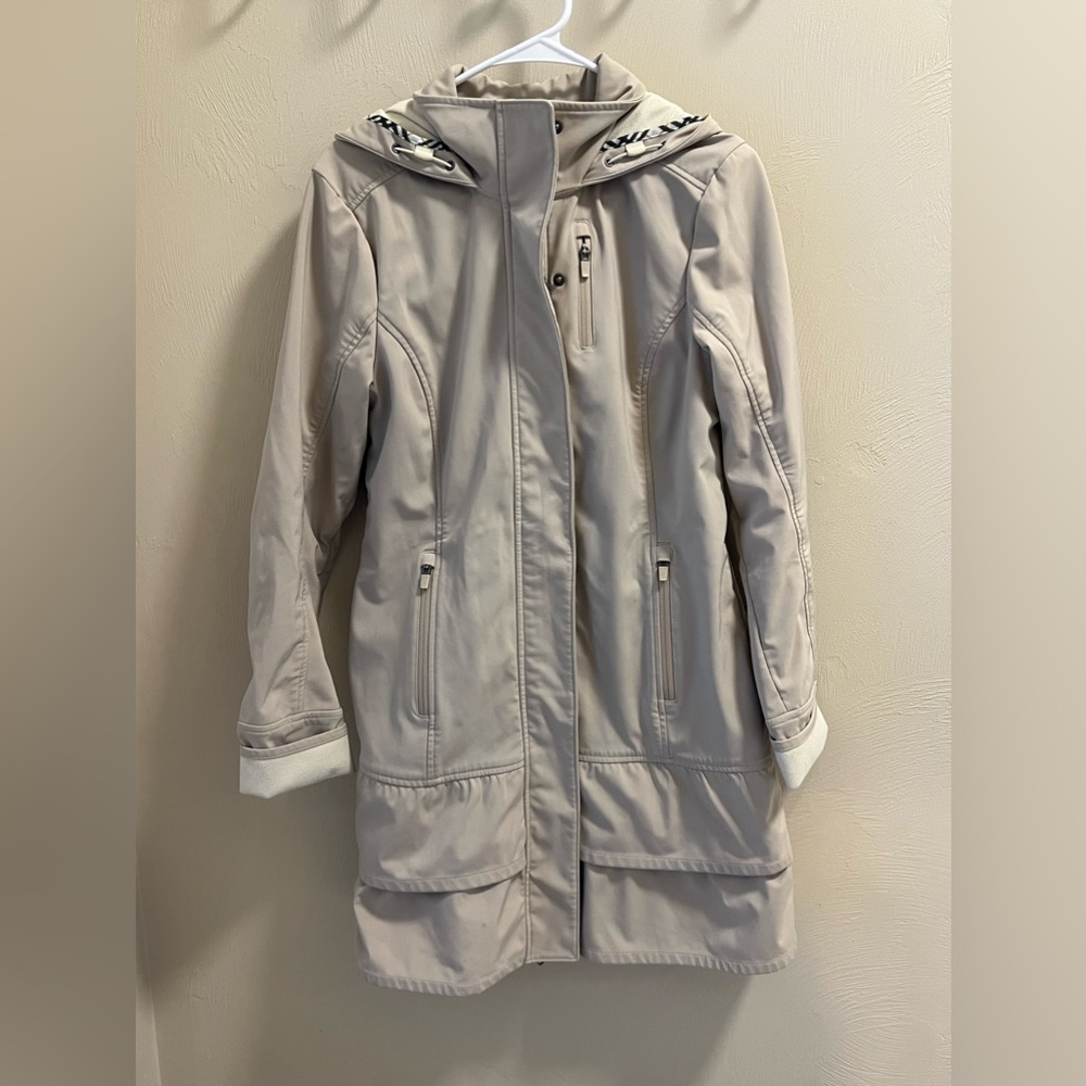 Athleta Light Beige Hooded Long Jacket